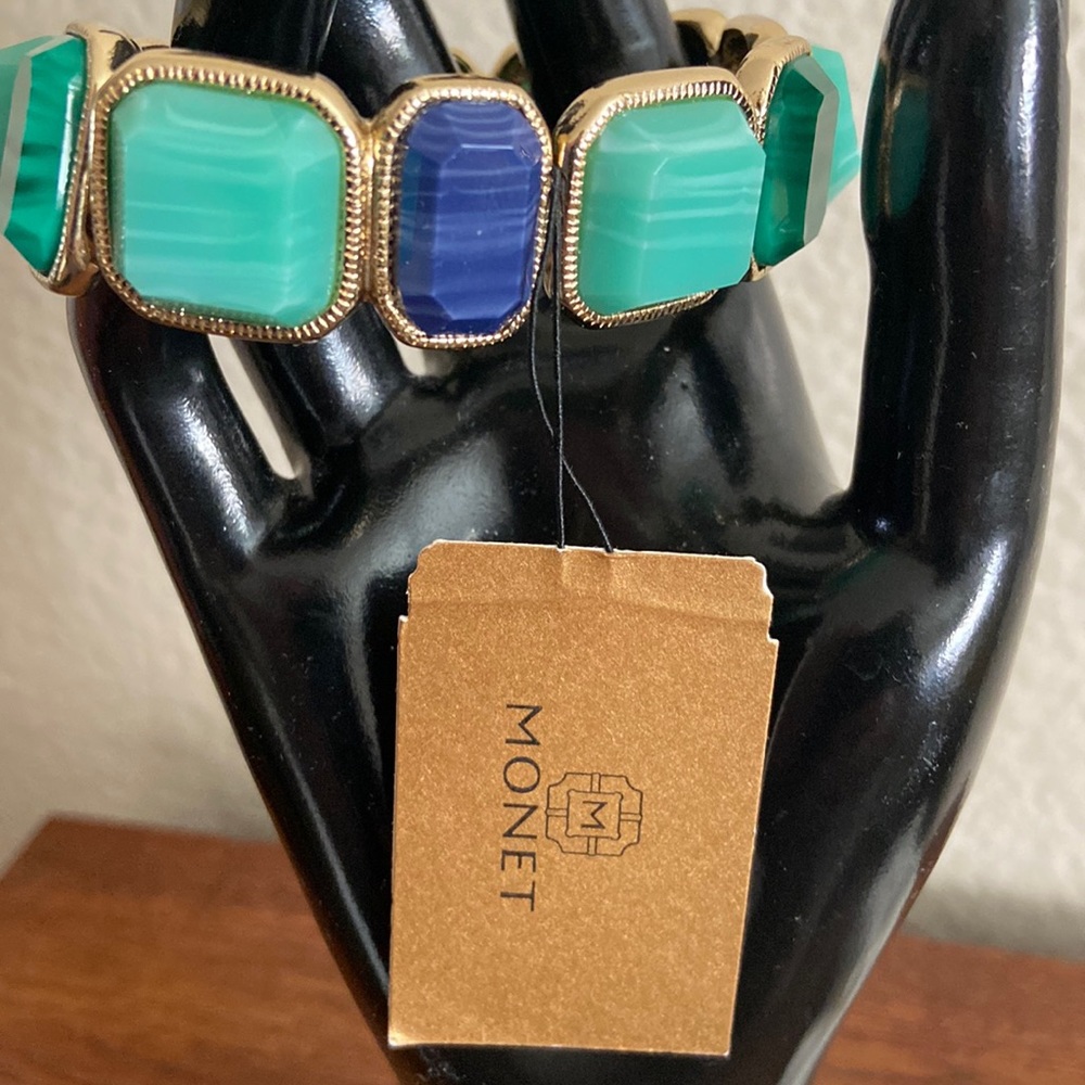 Vintage 90s NWTs OLD STOCK Monet Faux Gems Stretch Bracelet